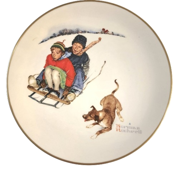 Norman Rockwell Gorham USA Fine China 1972 Four Seasons Series Downhill Plate ♥️ - Picture 1 of 4